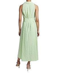 Jacquard Tie-Waist Maxi Dress