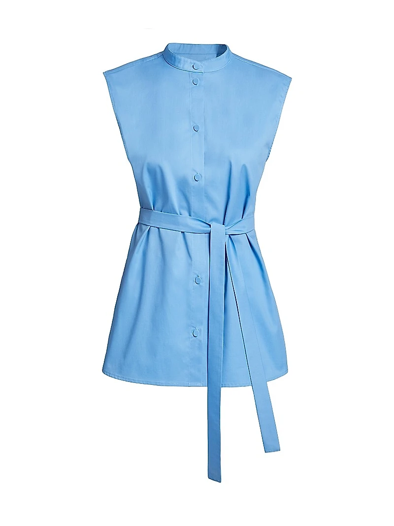Lizette Tie-Waist Cotton-Blend Sleeveless Shirt