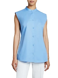 Lizette Tie-Waist Cotton-Blend Sleeveless Shirt