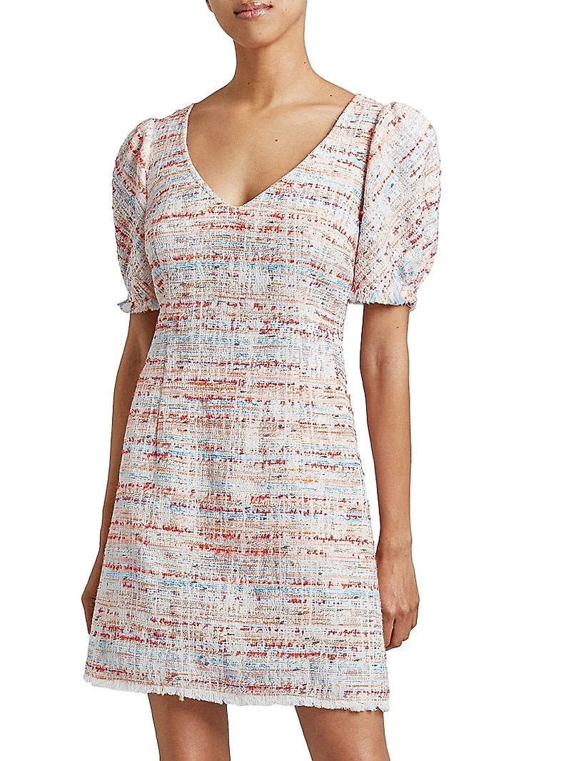 Bianca Cotton-Blend Tweed Short-Sleeve Minidress