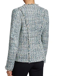 Fringe-Trim Tailored Tweed Jacket