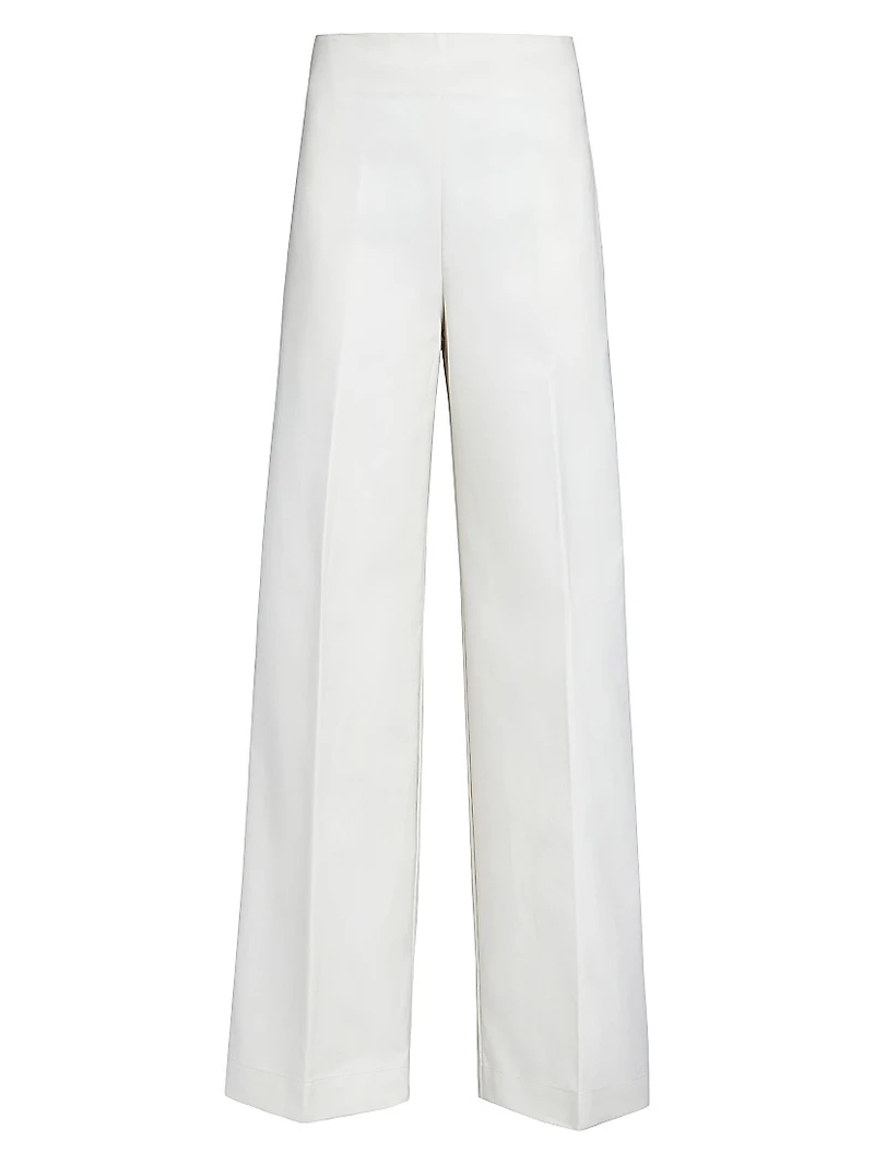 Cotton Poplin Wide-Leg Pants