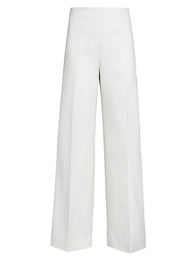 Cotton Poplin Wide-Leg Pants