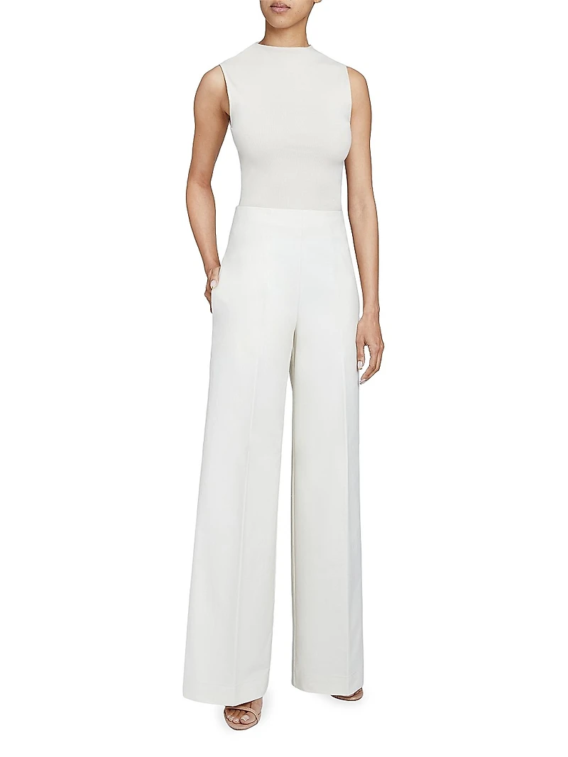 Cotton Poplin Wide-Leg Pants