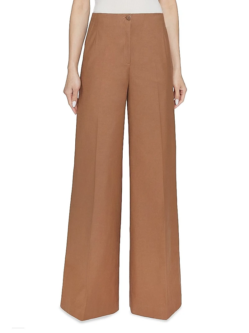 Stretch Cotton-Blend Wide-Leg Pants