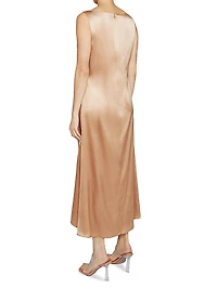 Stretch Silk Cowlneck Maxi Dress