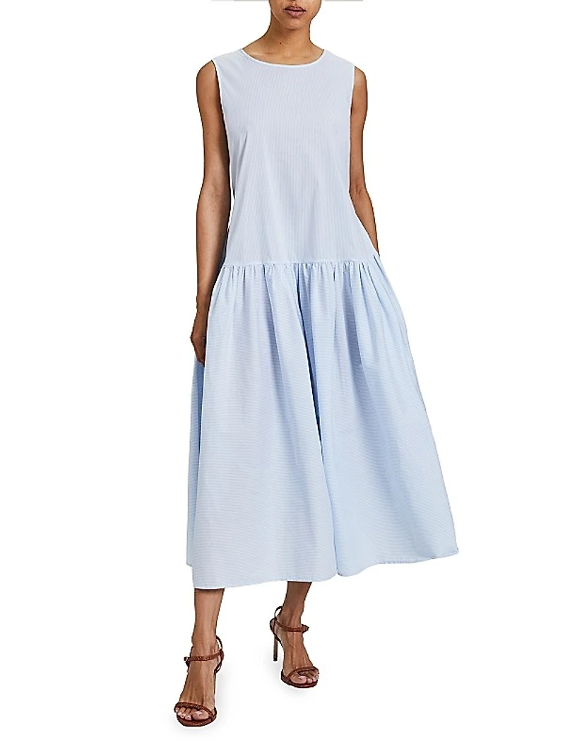 Sleeveless Drop-Waist Midi-Dress