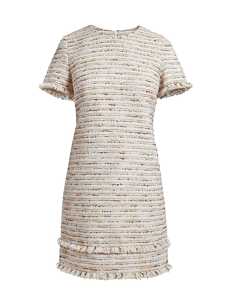 Fringed Tweed Shift Dress