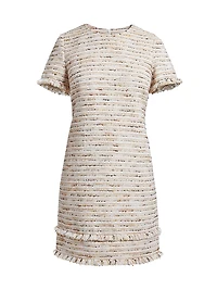 Fringed Tweed Shift Dress