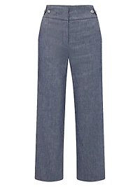 Aubrie Linen-Blend Straight-Leg Pants