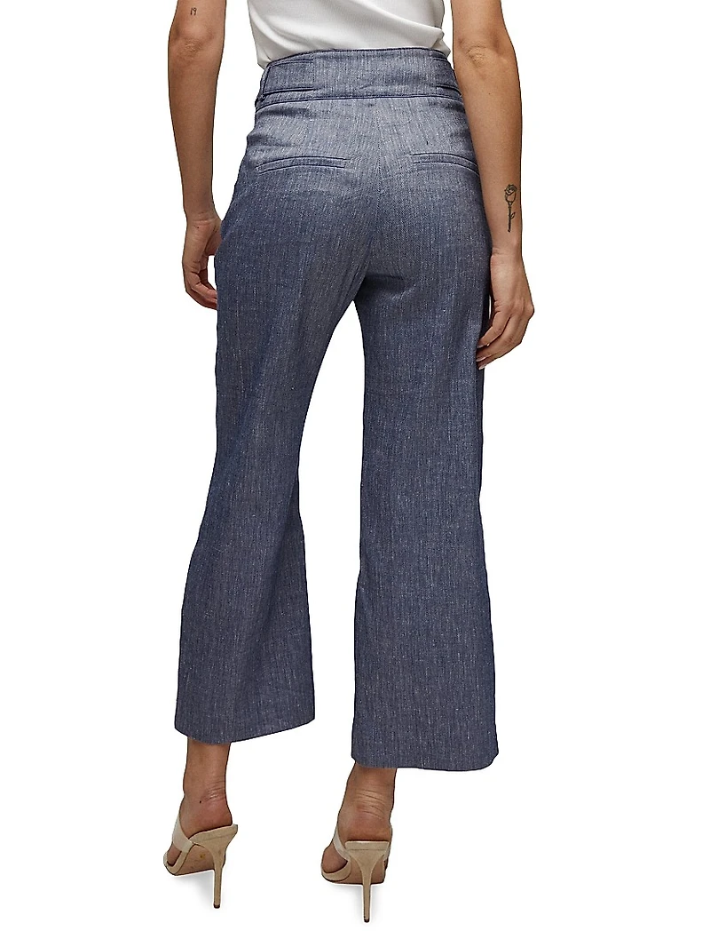 Aubrie Linen-Blend Straight-Leg Pants