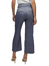 Aubrie Linen-Blend Straight-Leg Pants