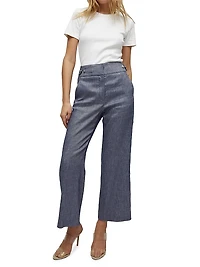 Aubrie Linen-Blend Straight-Leg Pants