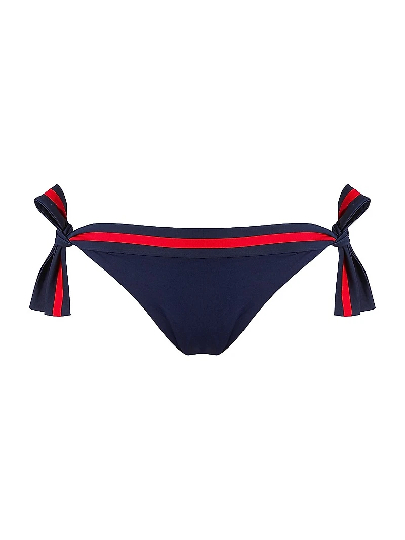 Striped Side-Tie Bikini Bottom