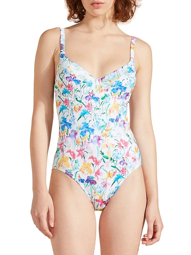 Happy Flowers Underwire One-Piece Swimsuit