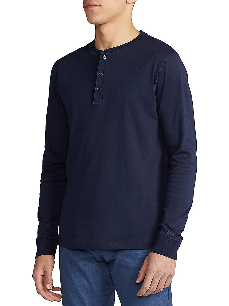 Textured Cotton-Silk Henley Shirt