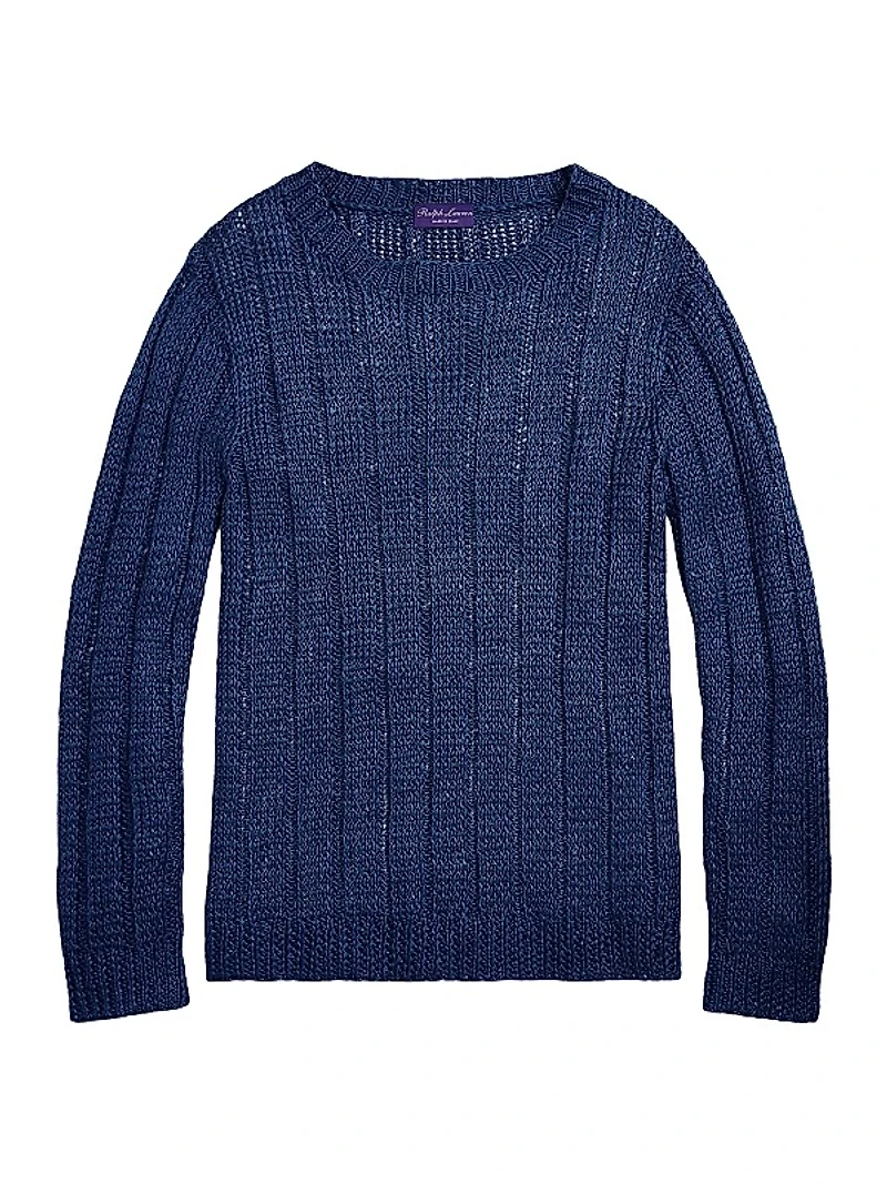 Silk-Linen Rib-Knit Sweater