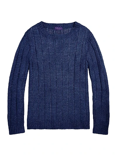 Silk-Linen Rib-Knit Sweater