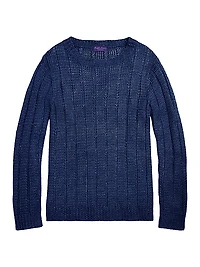 Silk-Linen Rib-Knit Sweater