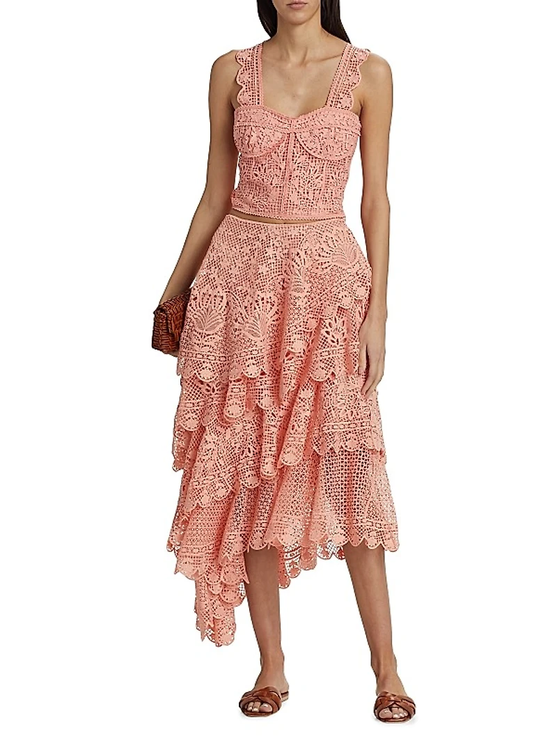 Guipure Lace Tiered Skirt