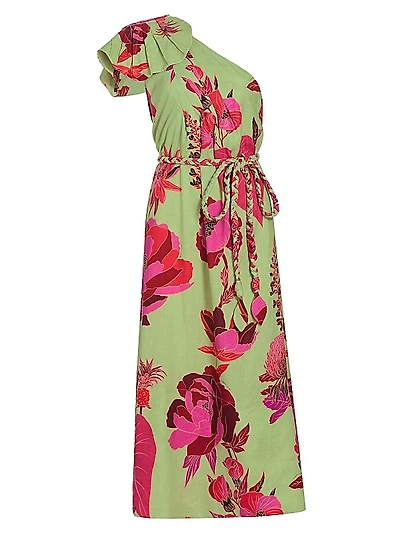 Fresh Garden One-Shoulder Midi Dress
