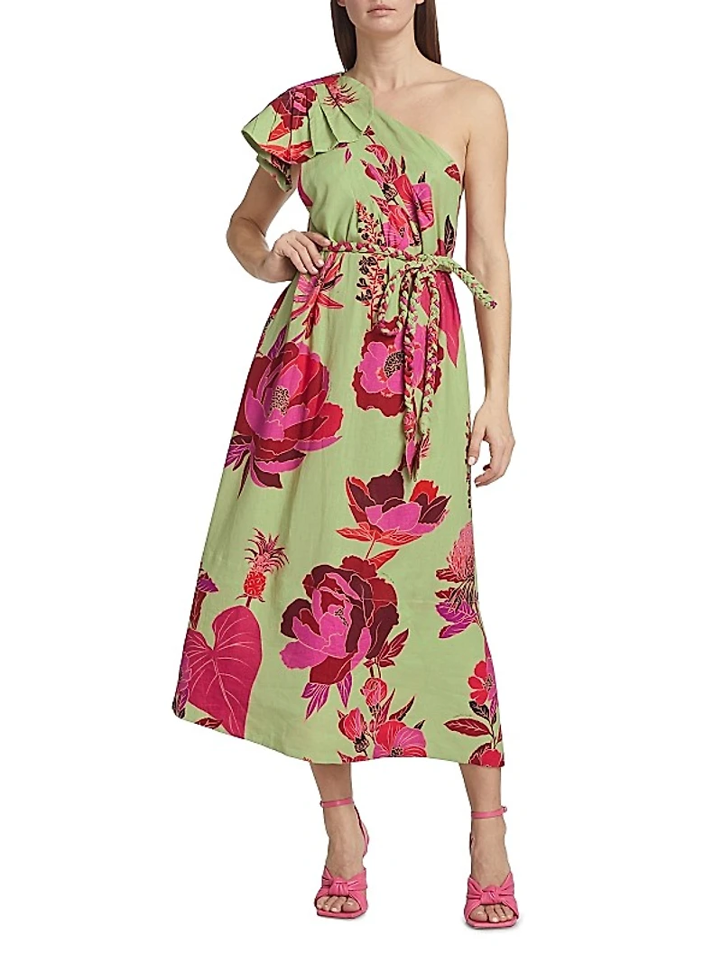 Fresh Garden One-Shoulder Midi Dress