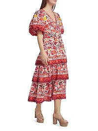 Romantic Orchard Tiered Midi-Dress