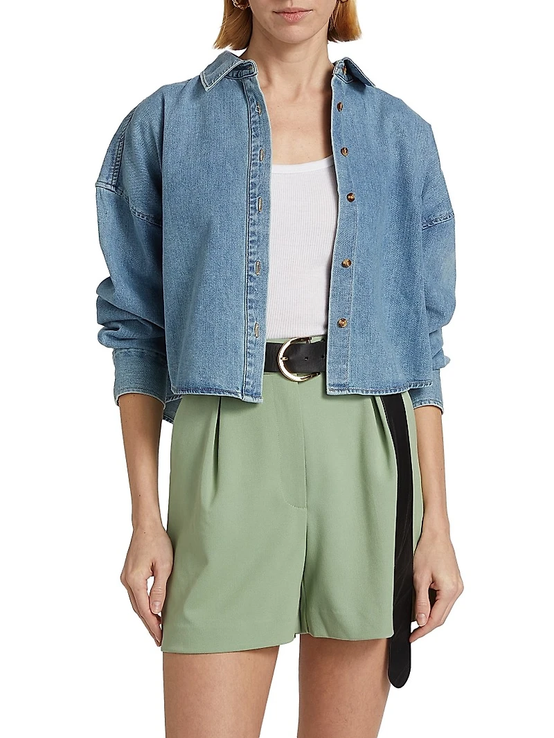 Boyfriend Denim Crop Shirt