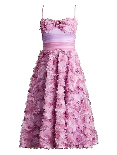 Floral Appliqué Fit-&-Flare Cocktail Dress