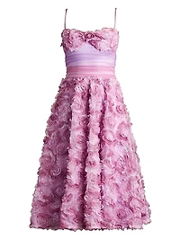 Floral Appliqué Fit-&-Flare Cocktail Dress