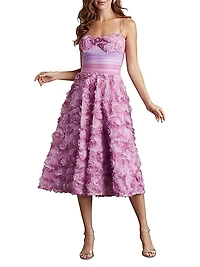 Floral Appliqué Fit-&-Flare Cocktail Dress