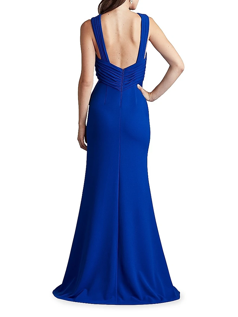 Asymmetric Crêpê Ruffle Gown