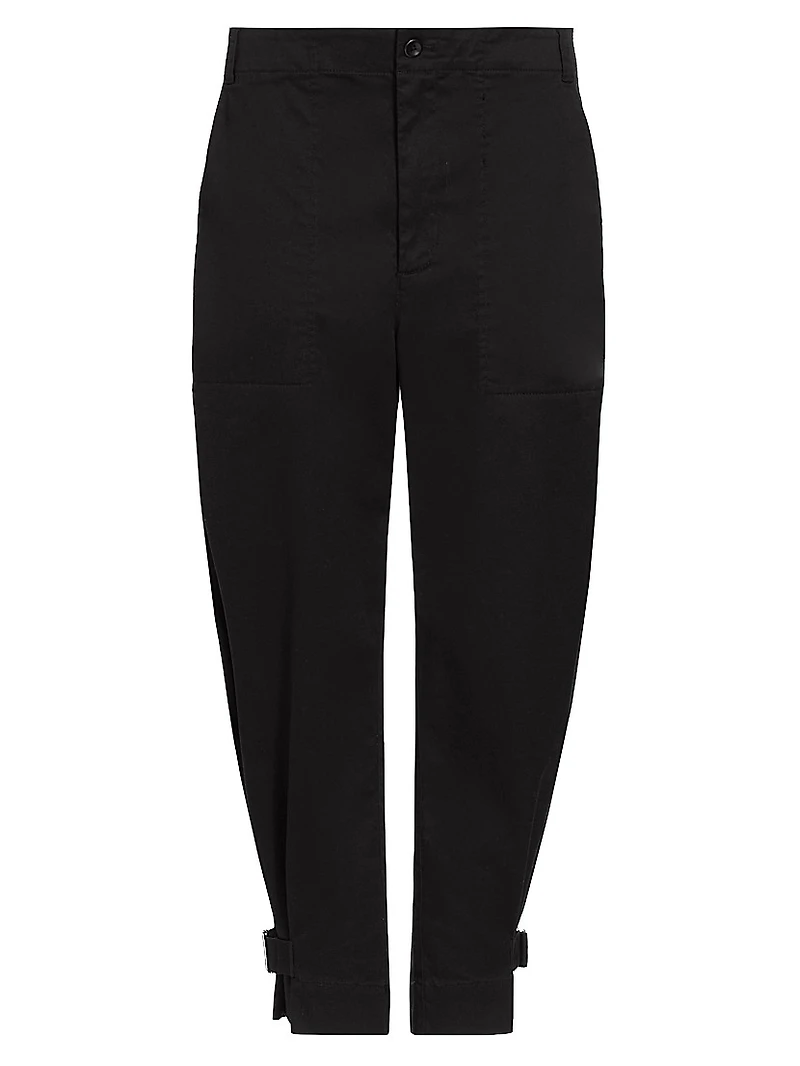 Cotton Twill Tapered Crop Pants