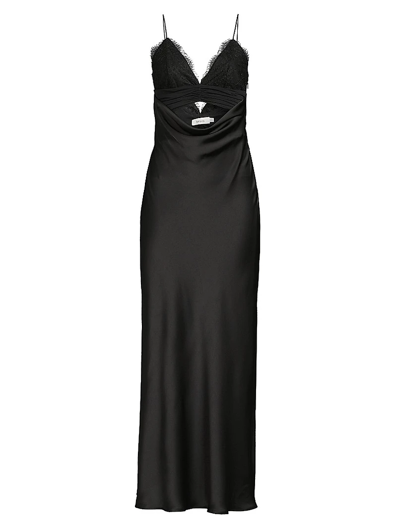Maxxy Satin Slip Cut-Out Maxi Dress