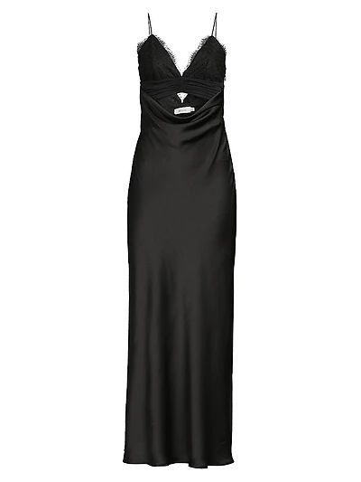 Maxxy Satin Slip Cut-Out Maxi Dress