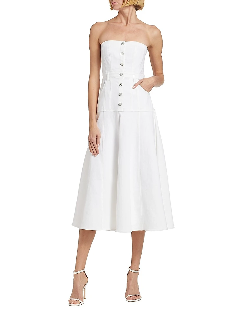 Veena Denim Strapless Midi-Dress