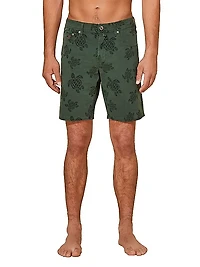 Garonne Sea-Turtle-Print Stretch-Denim Shorts