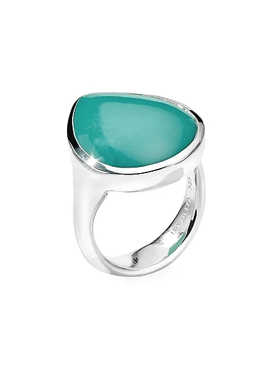 Polished Rock Candy Ondine Sculptured Teardrop Sterling Silver & Turquoise Ring