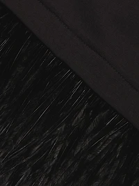 Feather-Trimmed Stretch-Cotton Crop T-Shirt