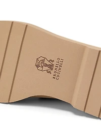 Monili-Beaded Suede Penny Loafers
