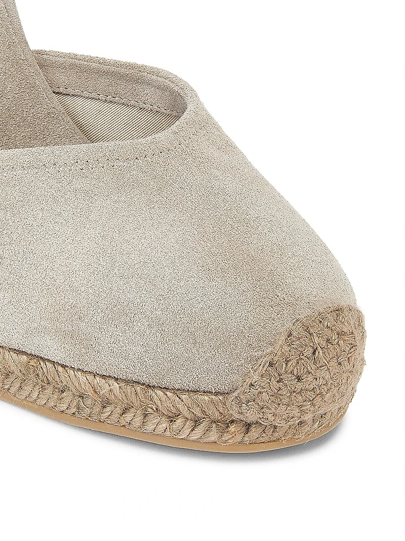 80MM Monili-Embellished Suede Espadrille Wedge Pumps