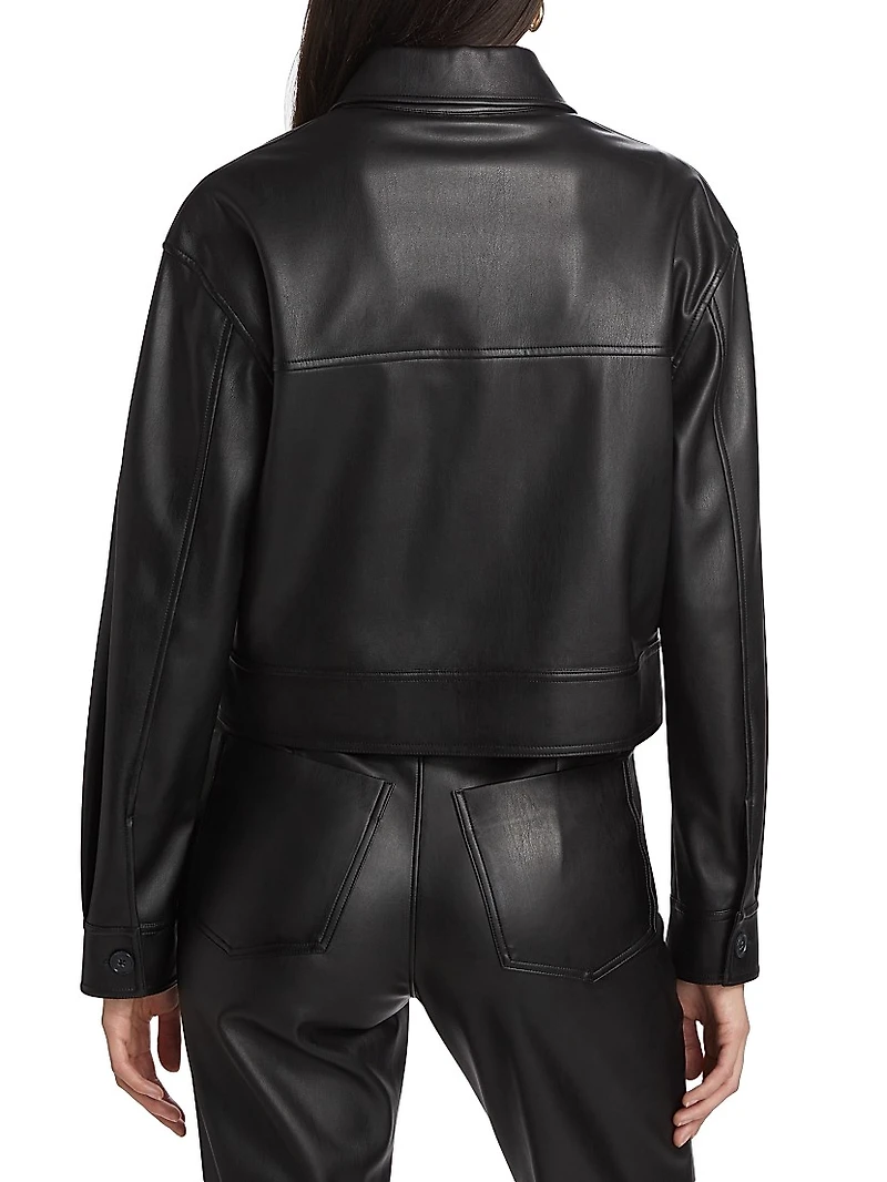 Faux Leather Crop Cargo Jacket