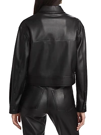 Faux Leather Crop Cargo Jacket