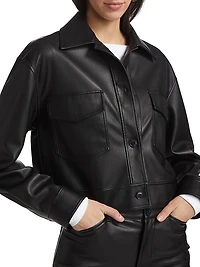 Faux Leather Crop Cargo Jacket