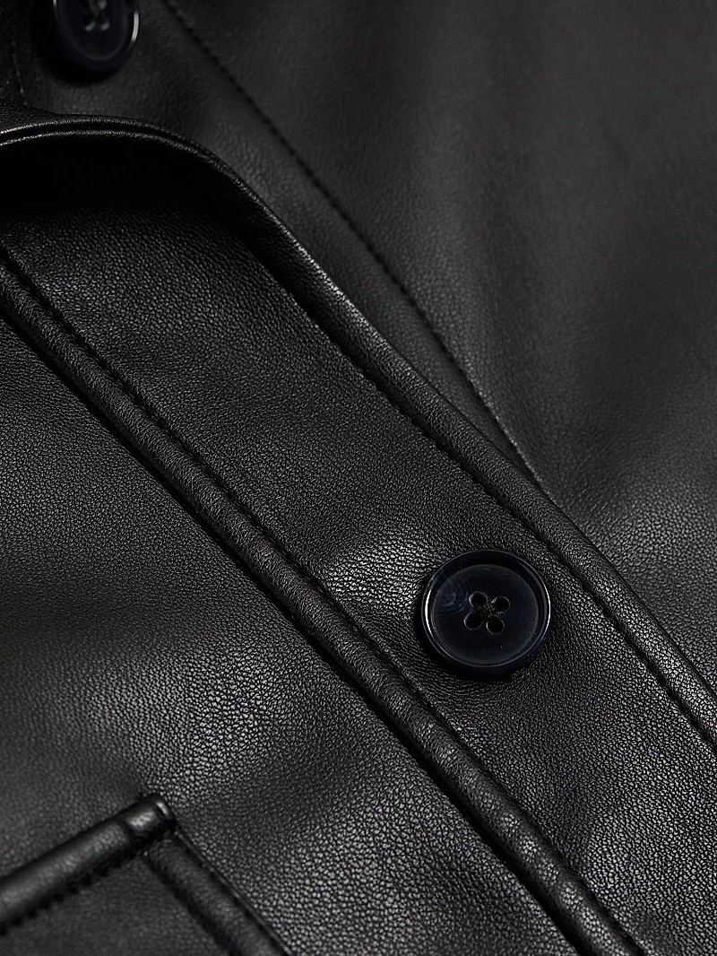 Faux Leather Crop Cargo Jacket