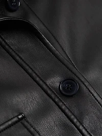 Faux Leather Crop Cargo Jacket