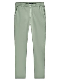 Linen & Cotton Elasticized Straight-Leg Pants