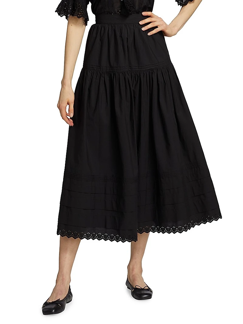 Sebastiane Cotton Midi-Skirt