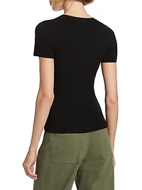 Italia Rib-Knit V-Neck Sweater