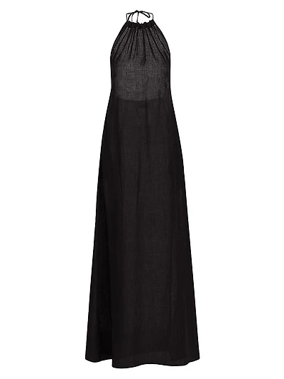 Lelia Linen Halterneck Maxi Dress